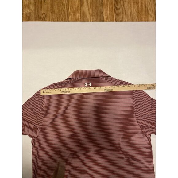 Under Armour Heat Gear Mens Polo Golf Shirt Loose Fit Short Sleeves Large Stripe - Picture 9 of 12